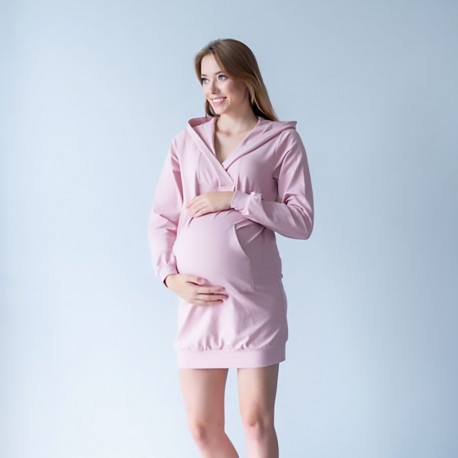 Těhotenská prodloužená mikina Miracle světle růžová.