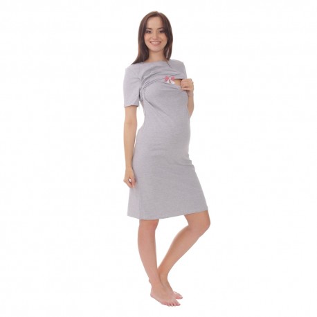 Těhotenská a kojící noční košile ELEN - šedá