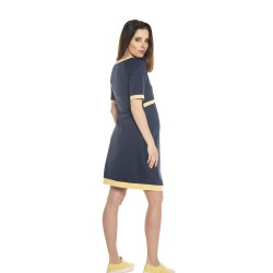 Těhotenské a kojící šaty LYNN - tmavě modrá žlutá