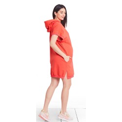 Těhotenské a kojící šaty MIMI CORAL DRESS - oranžová