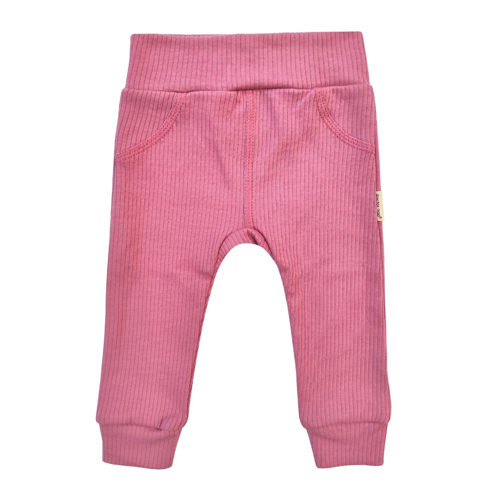 Kojenecké kalhoty z žebrovaného úpletu - růžová