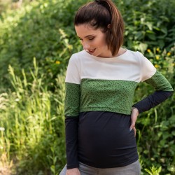 Těhotenská a kojící halenka TUPI dlouhý rukáv - green