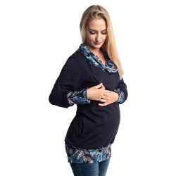 Těhotenská a kojící tunika NELLA - tmavě modrá tyrkys