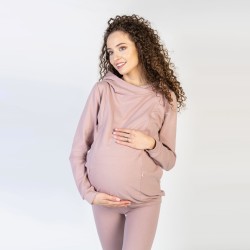 Těhotenská a kojící mikina LAURA - starorůžová