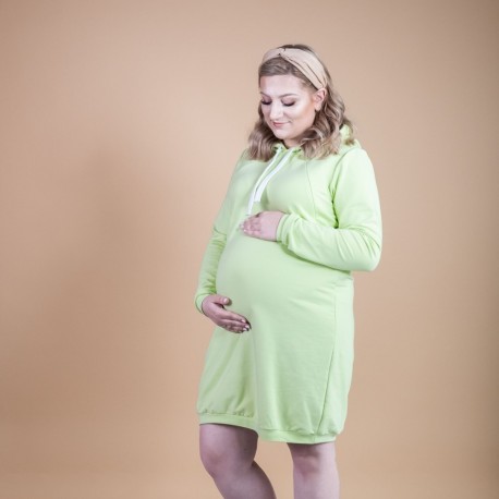 Sportovní těhotenské a kojící šaty DORA - limetková