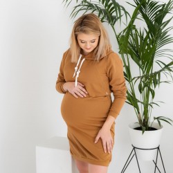 Sportovní těhotenské a kojící šaty DORA - karamelová