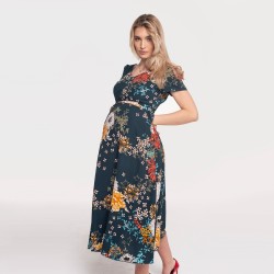 Těhotenské a kojící šaty RIONA krátký rukáv - indigo