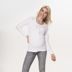 Těhotenské a kojící úpletové triko MUNA - bílá