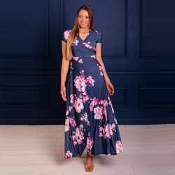 Těhotenské a kojící maxišaty Magnolia Miracle - modrá s květy