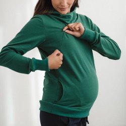 Těhotenská a kojící mikina Milk Please - lahvově zelená