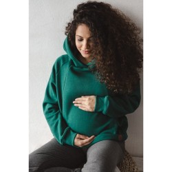 Zimní těhotenská a kojící mikina Motherhood - lahvově zelená