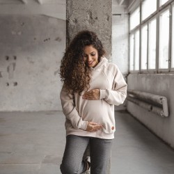 Zimní těhotenská a kojící mikina Motherhood - béžová
