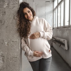 Zimní těhotenská a kojící mikina Motherhood - béžová