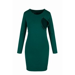 Úpletové kojící šaty Milky Dress - lahvová zelená