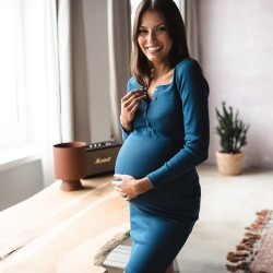 Těhotenské a kojící šaty Tummy - petrolejová