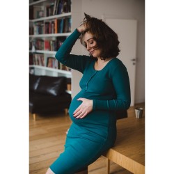 Těhotenské a kojící šaty Tummy - tmavá tyrkysová