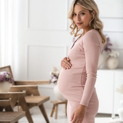 Těhotenské a kojící šaty Tummy - tělová růžová