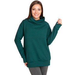 Teplá těhotenská a kojící mikina Lara v trendy střihu a elegantní lahvově zelené barvě.