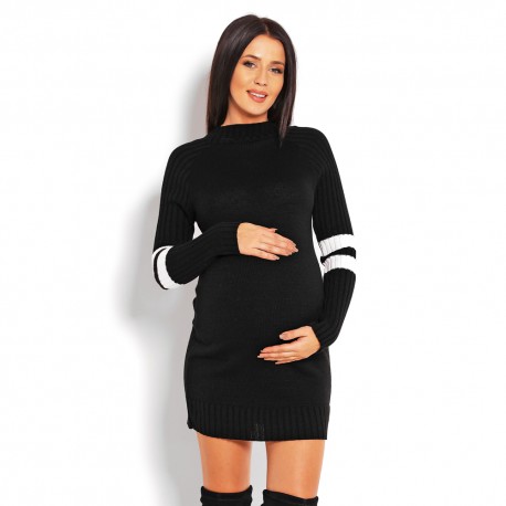Těhotenská tunika Stripi černá