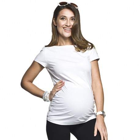 Těhotenská halenka Basic bílá krátký rukáv