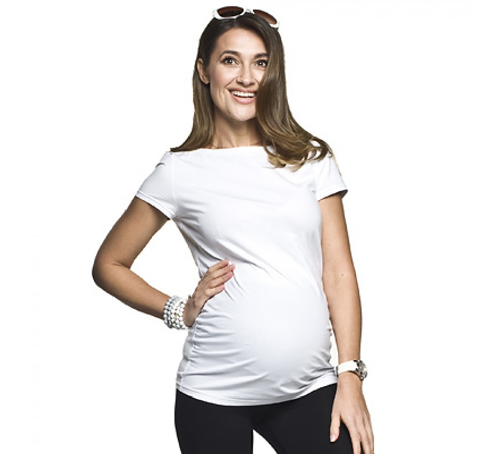 Těhotenská halenka Basic bílá krátký rukáv