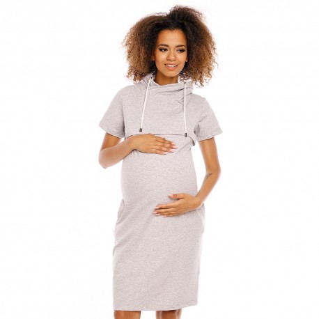 Těhotenské a kojící šaty Rút světle šedé