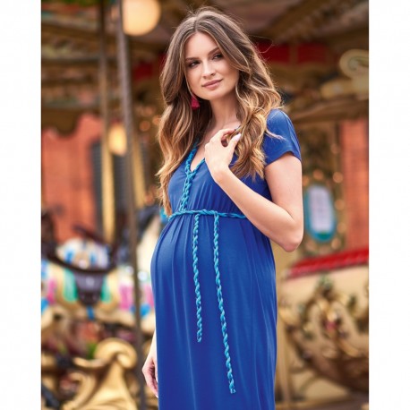 Dlouhé těhotenské šaty Livia kobaltová