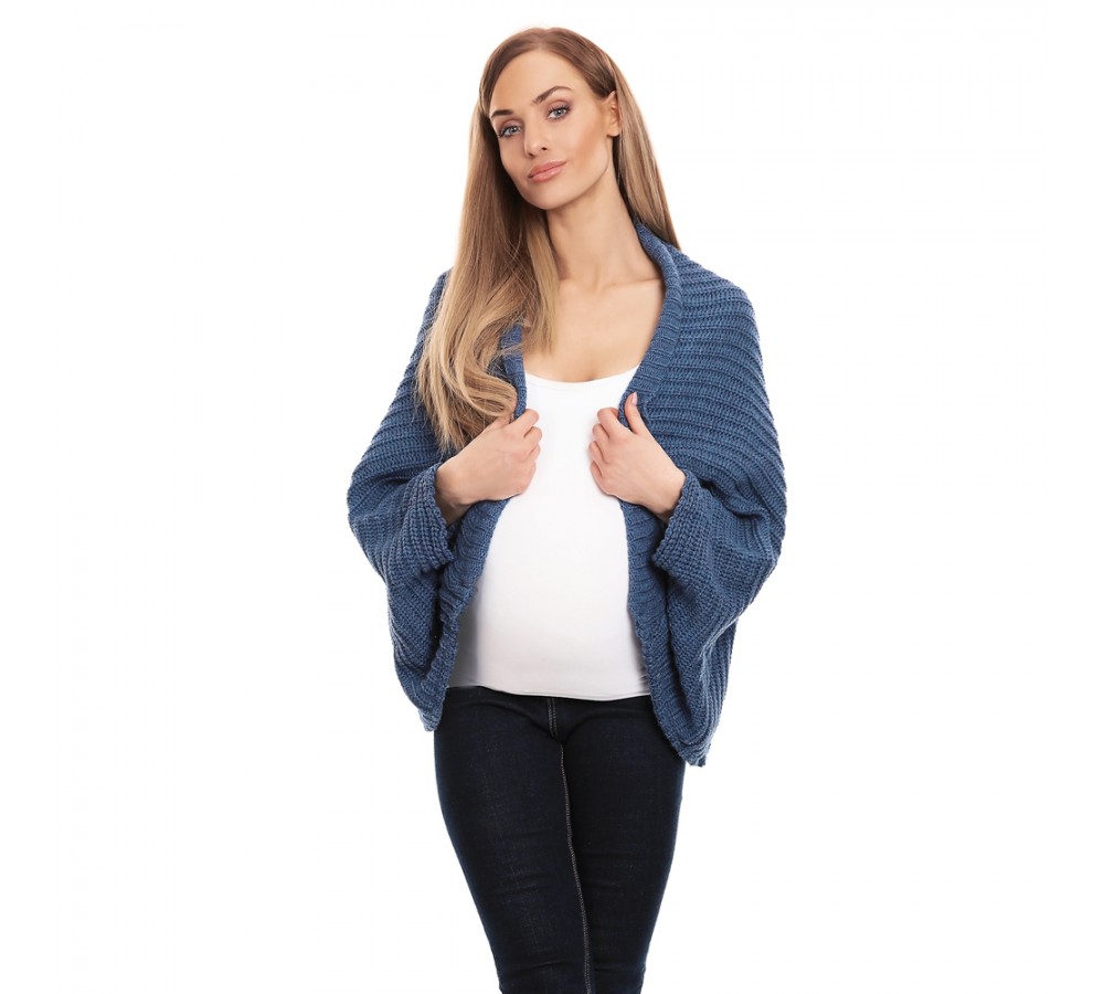 Těhotenský úpletový přehoz Kardi modrá