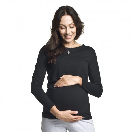 Těhotenská a kojící halenka Comfy černá