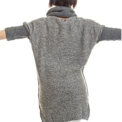 Vlněný svetr s netopýřím rukávem BINKA 1626 šedý melír
