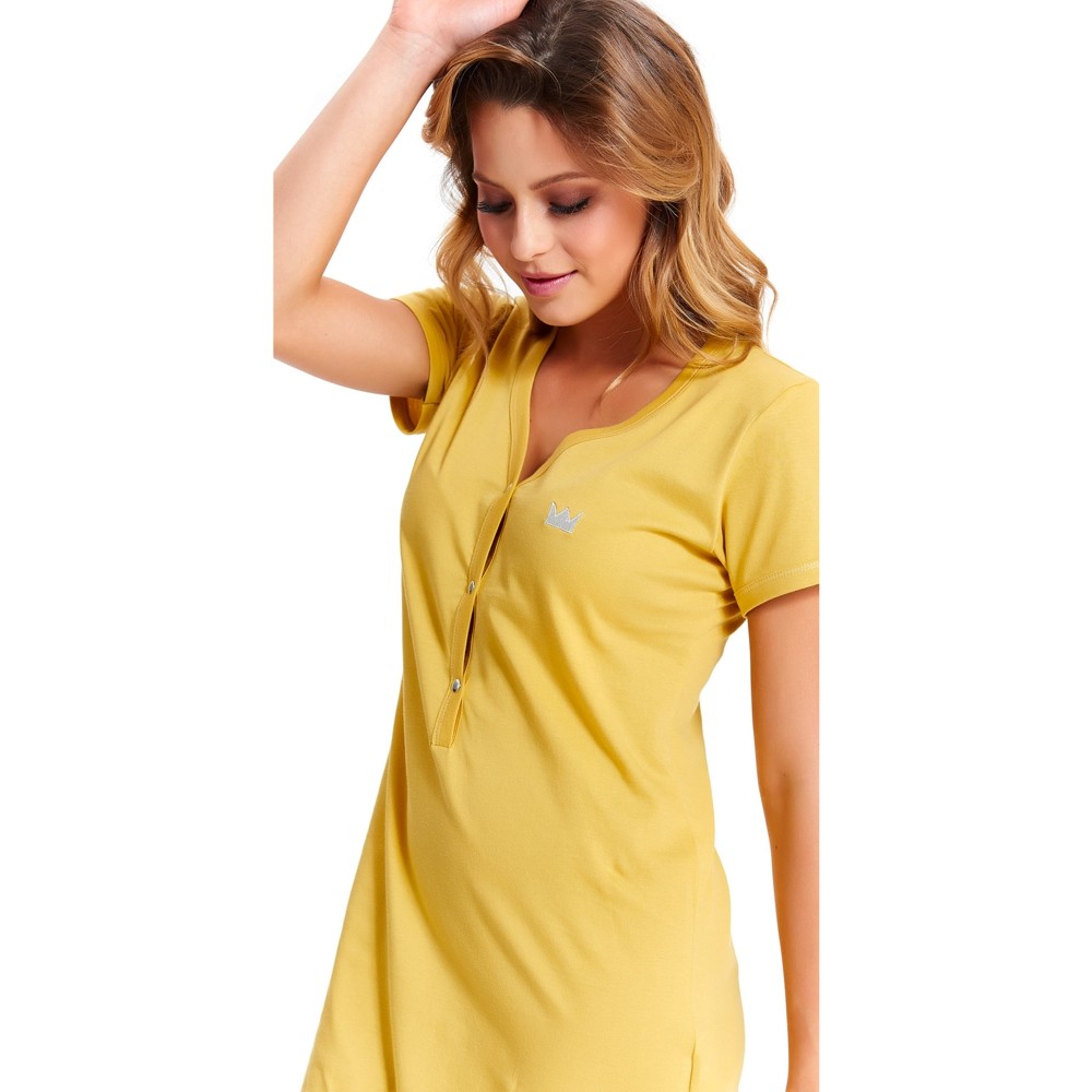 Těhotenská noční košilka Tereza pro kojení žlutá