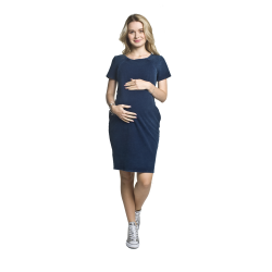 Těhotenské pouzdrové šaty MACA tmavě modrá jeans