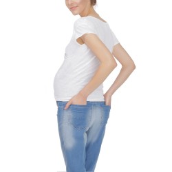Riflové těhotenské capri OXANA modrá jeans