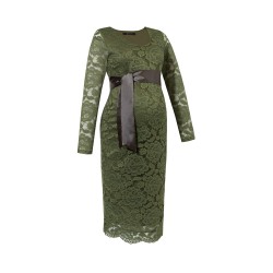 Krajkové těhotenské šaty TENUA olivová.