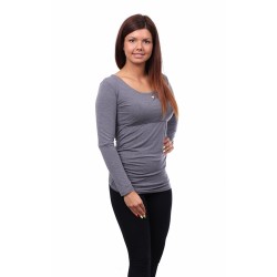 Těhotenské a kojící tričko Stella dlouhý rukáv šedá melanž