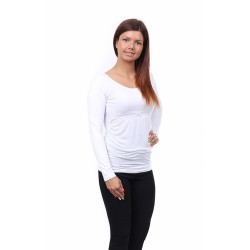 Těhotenské a kojící tričko Stella dlouhý rukáv bílá