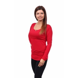 Těhotenské a kojící tričko Stella dlouhý rukáv červená