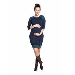 Těhotenské a kojící šaty SPORTISSIMA modrá smaragd.